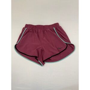 Saucony Womens Outpace Running Shorts Berry Purple Mint Green Zip Pocket Size M